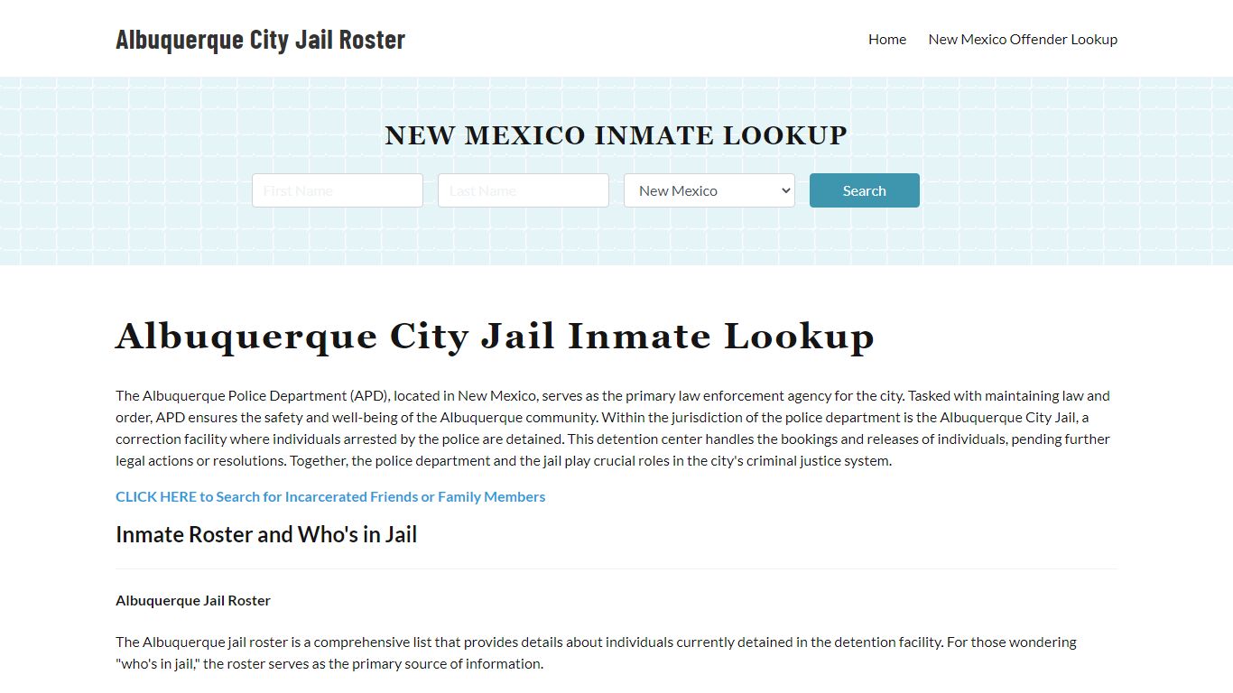 Albuquerque Police Department & City Jail, NM Inmate Roster, Arrests ...